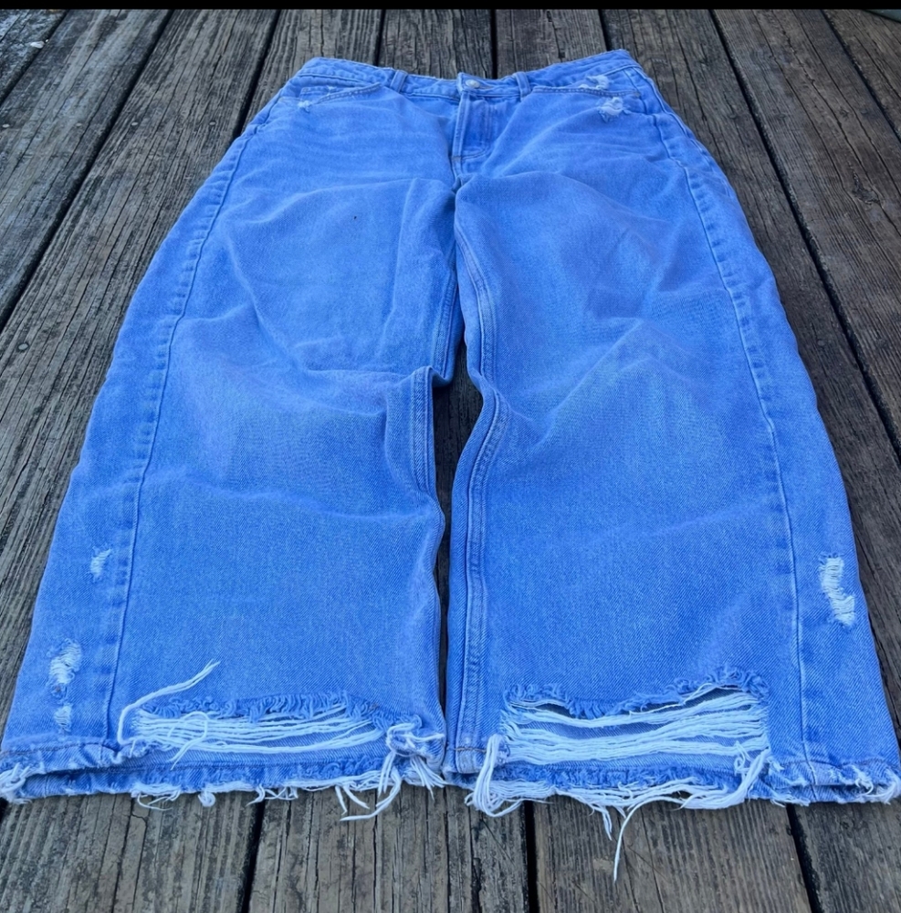 Zara Cropped High waist baggy jeans